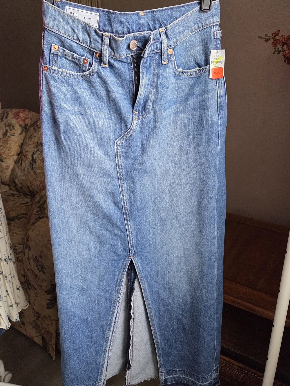 New Gap Blue Denim Maxi Skirt - Classic Mid Wash